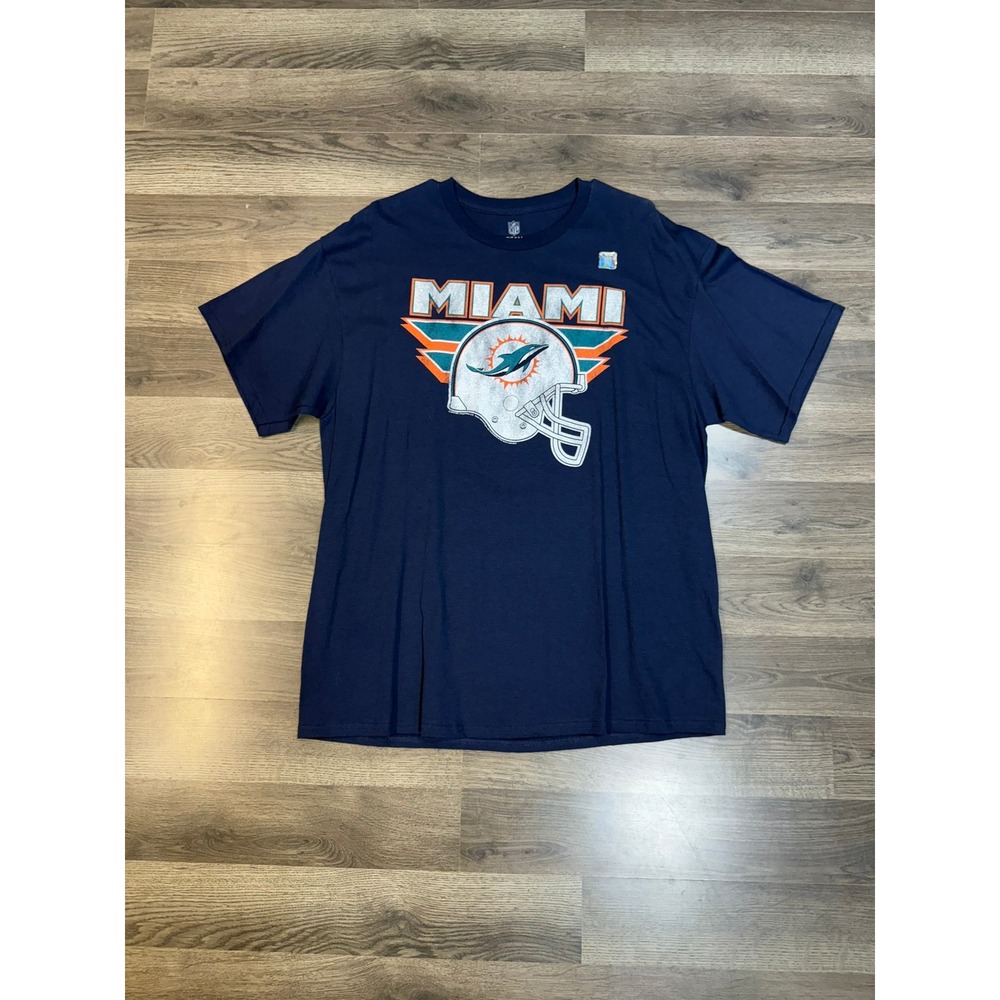 NFL Team Apparel Miami Dolphins Graphic T-Shirt Navy Blue Mens XL New